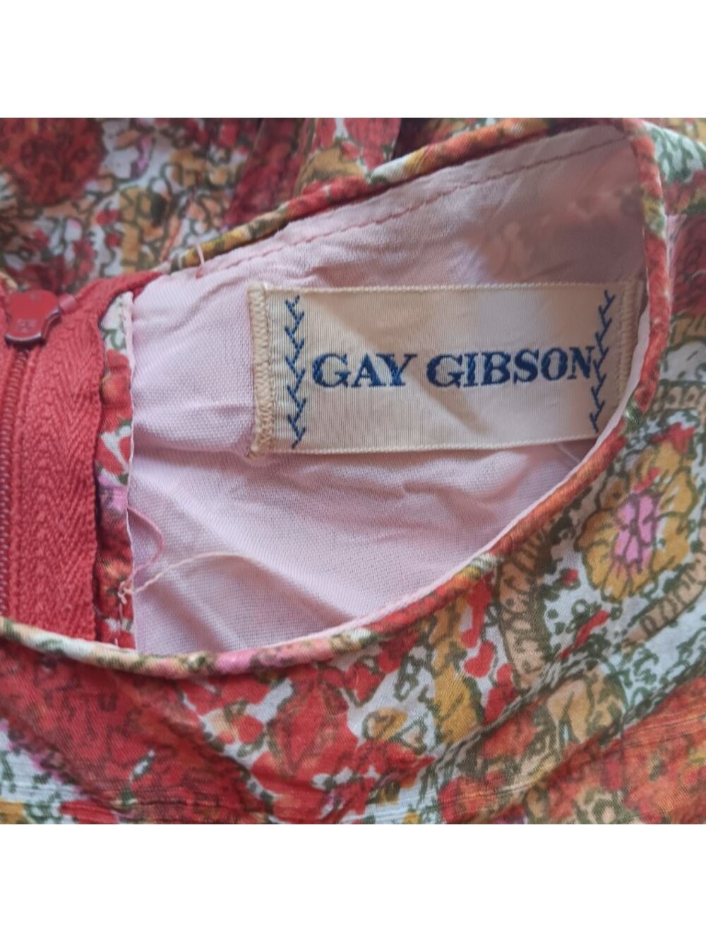Vintage Women's Dress Medium 1960's Sleeveless Granny Print Gay Gibson Acetate